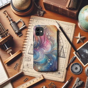抽象的な虹の渦巻きとスパークル iPhone 11 ケース