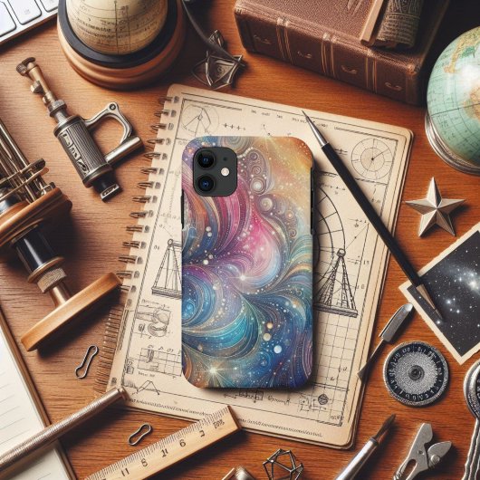 抽象的な虹の渦巻きとスパークル Case-Mate iPhoneケース