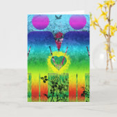 抽象的な虹グランジな愛挨拶状 カード (黄色い花)
