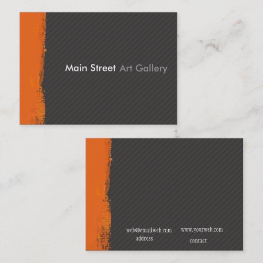 抽象的な蜜柑ブラシストロークモダンのプロフェッショナル 名刺 (正面/裏面)