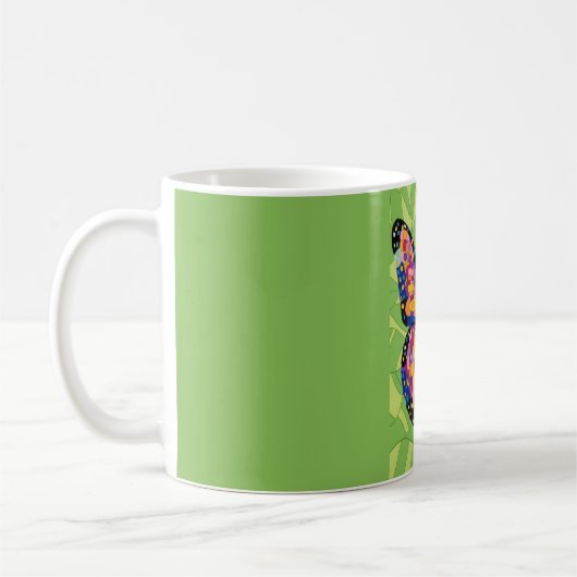 抽象的な蝶の絵 コーヒーマグカップ (左)