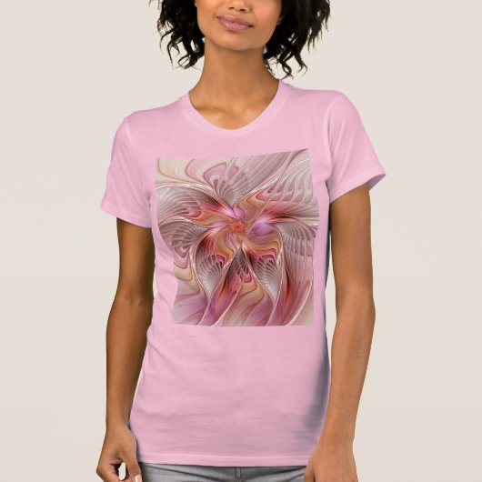 抽象的な蝶 カラフルな幻想的なフラクタルアート Tシャツ (正面)