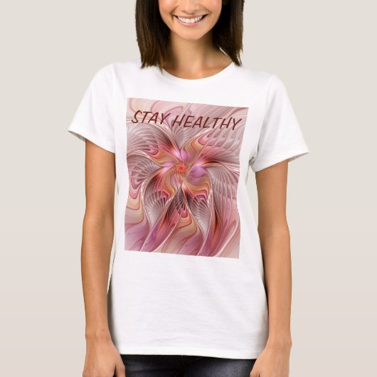 抽象的な蝶 カラフルな幻想的なフラクタルアート Tシャツ (正面)