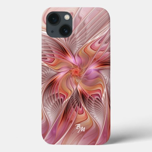 抽象的な蝶 カラフル フラクタルアート モノグラム Case-Mate iPhoneケース (裏面)