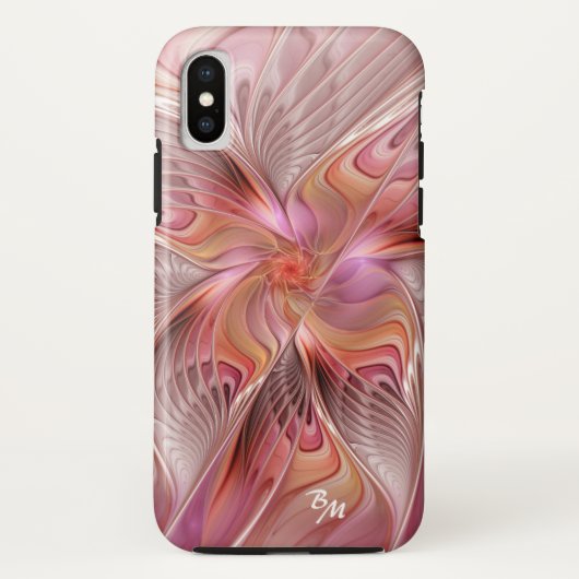 抽象的な蝶 カラフル フラクタルアート モノグラム Case-Mate iPhoneケース (裏面)