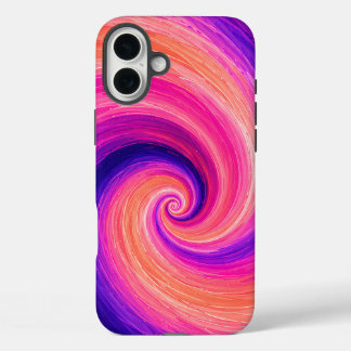 抽象的な螺旋ペイントスワールパターン iPhone 16 PLUSケース