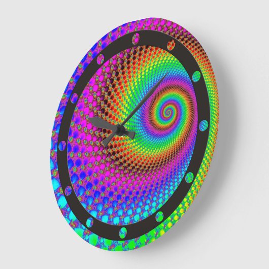 抽象的な螺線形のフラクタル-着色されるネオン ラージ壁時計 (傾斜)