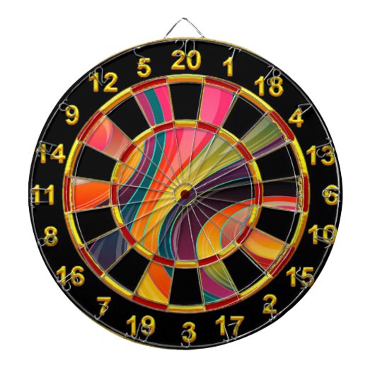 抽象的な螺線形の虹の多彩なデザイン ダーツボード (正面)