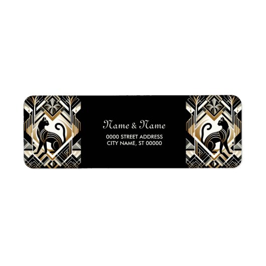 抽象的な装飾猫のリターンアドレスラベル ラベル (正面)