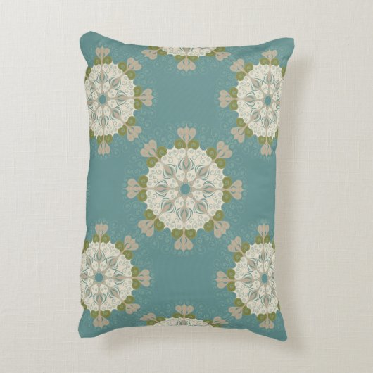 抽象的な要素が付いているダマスク織パターン アクセントクッション (裏面(縦))