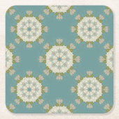 抽象的な要素が付いているダマスク織パターン スクエアペーパーコースター (正面)