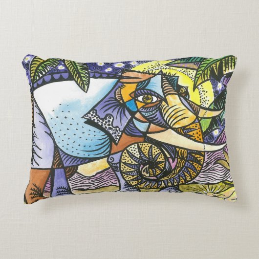 抽象的な象のアクセントの枕 アクセントクッション (正面)