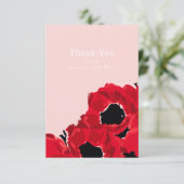 抽象的な赤いバラとポピー サンキューカード (スタンド正面)