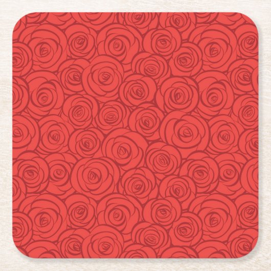 抽象的な赤いバラの背景 スクエアペーパーコースター (正面)