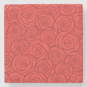 抽象的な赤いバラの背景 ストーンコースター (正面)