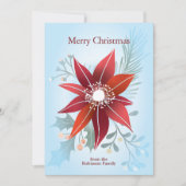抽象的な赤いポインセチアの冬の花のクリスマス シーズンカード (正面)