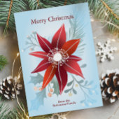 抽象的な赤いポインセチアの冬の花のクリスマス シーズンカード