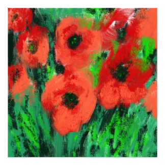 抽象的な赤いポピー花の絵画 フォトプリント