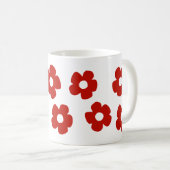 抽象的な赤い手描きの花柄マグカップ コーヒーマグカップ (正面右)