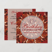 抽象的な赤い蝶とバブル 誕生日 招待状 (正面/裏面)