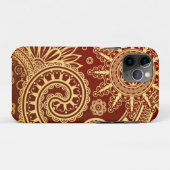 抽象的な赤および金ゴールドの花柄パターン Case-Mate iPhoneケース (裏面(横))