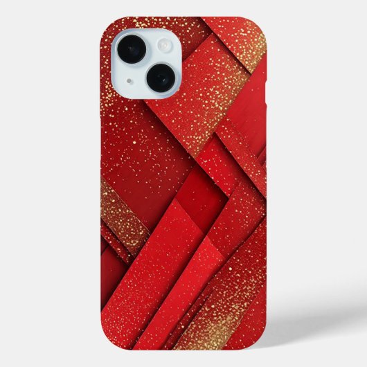 抽象的な赤と金の幾何学模様 Case-Mate iPhoneケース (裏面)