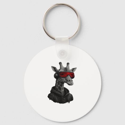 抽象的な赤と黒のキリン クラシックTシャツ キーホルダー (正面)