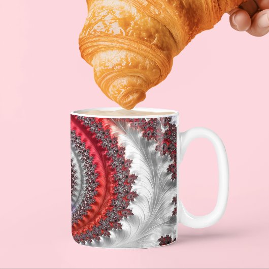 抽象的な赤と黒のグラデーション螺旋フラクタル コーヒーマグカップ