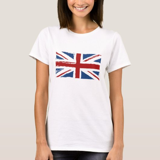 抽象的な走り書きの英国国旗の旗 Tシャツ (正面)