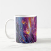 抽象的な輝きの花の爆発 コーヒーマグカップ (左)