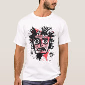 抽象的な部族の顔 - 大胆な黒とピンクのアーバンスタイル Tシャツ (正面)