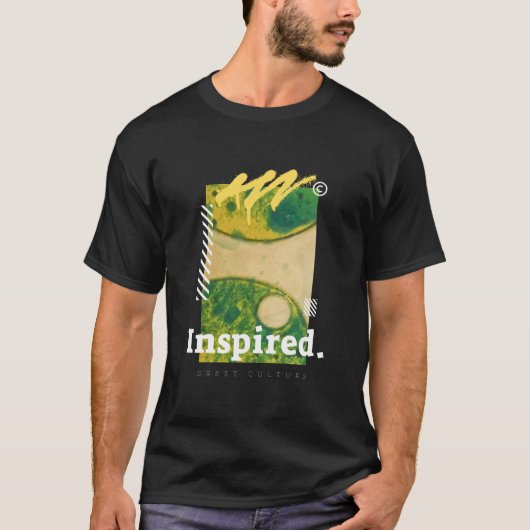 抽象的な都会の芸術 緑と黄色の美学 Tシャツ (正面)