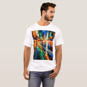 抽象的な都市の夜 Tシャツ (正面フル)