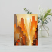 抽象的な都市景観の建物のポスター背景アート 箔シーズンポストカード (立ち正面)