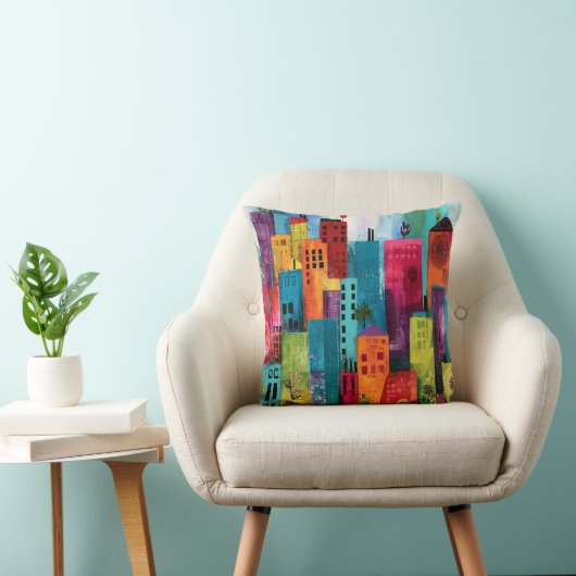 抽象的な都市景観の絵画 クッション (椅子)