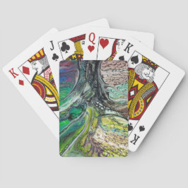 抽象的な野生の木の緑と青 トランプ