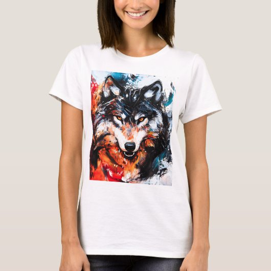 抽象的な野生の精神オオカミ Tシャツ (正面)