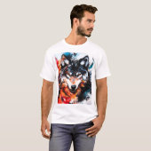 抽象的な野生の精神オオカミ Tシャツ (正面フル)