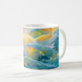 抽象的な金の蓮の浮遊する花 コーヒーマグカップ (正面右)