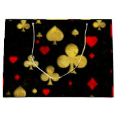 抽象的な金ゴールドおよびスーツパターンデジタル赤い芸術 ラージペーパーバッグ (正面)