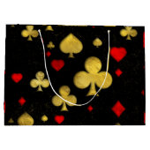 抽象的な金ゴールドおよびスーツパターンデジタル赤い芸術 ラージペーパーバッグ (裏面)