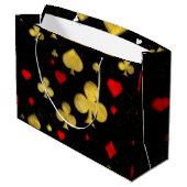 抽象的な金ゴールドおよびスーツパターンデジタル赤い芸術 ラージペーパーバッグ (裏面アングル)