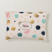 抽象的な金色とカラフルな刷毛模様の円 アクセントクッション (裏面)