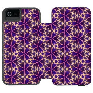 抽象的な金色とピンクの花 iPhone SE/5/5sウォレットケース