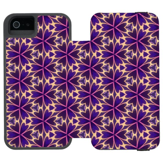 抽象的な金色とピンクの花 INCIPIO iPhoneウォレットケース (フォリオ Open)