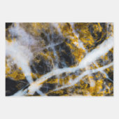 抽象的な金色と白色のラインが入った岩のテクスチャ ラッピングペーパーシート (正面)