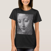 抽象的な錯視の波の肖像画の女性T Tシャツ (正面)