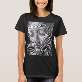 抽象的な錯視の波の肖像画の女性T Tシャツ