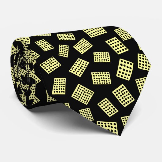 抽象的な長方形 081122 - 黒地にチョークイエロー ネクタイ (ロール)