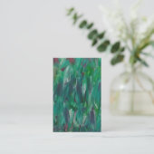 抽象的な隠れた緑赤白カラフルアート 名刺 (スタンド正面)